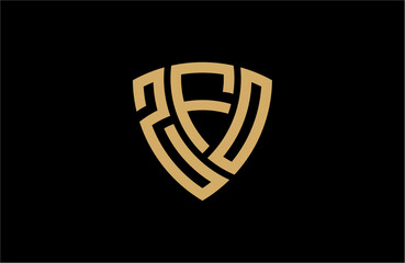 ZFO creative letter shield logo design vector icon illustration