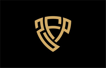 Naklejka premium ZFP creative letter shield logo design vector icon illustration