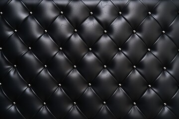 a black leather upholstery with silver buttons