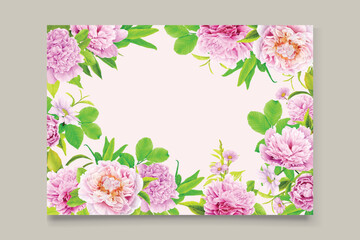 peonies background and wreath illustration design