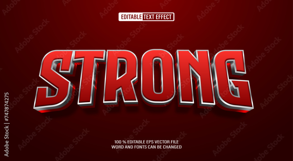 Aufkleber editable 3d text style effect - strong silver text effect template