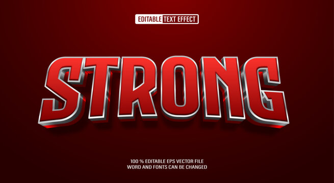 Editable 3d text style effect - Strong Silver text effect Template	
