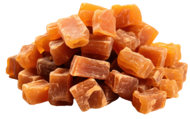 Pile of Orange Cubes. An arrangement of numerous orange cubes stacked haphazardly on a plain white background. The cubes vary in size and shape, creating a visually interesting composition.
