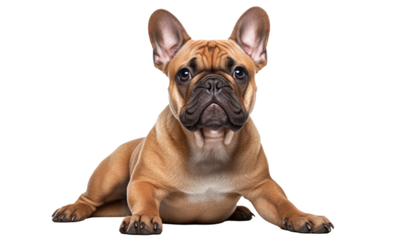 Brown and Black Dog. A brown and black dog is lying down on top of a clean white floor. The dog appears relaxed and is peacefully resting on the smooth surface.