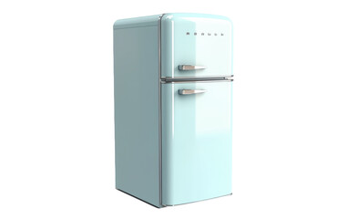 White Refrigerator. This is an image of a white refrigerator freezer positioned next to a plain white wall. The refrigerator is standing upright and appears to be unused.