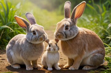 Rabbit family - obrazy, fototapety, plakaty