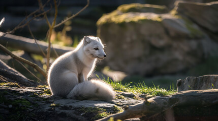 Elegant Arctic Fox in Serene Natural Habitat