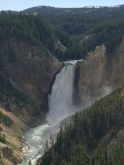 Scenic waterfall in Yellowstone National Park