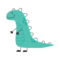 Cute dinosaur in cartoon scandinavian style. Vector illustration for a kids room. Hand drawn dino isolated on white background. Dino character.