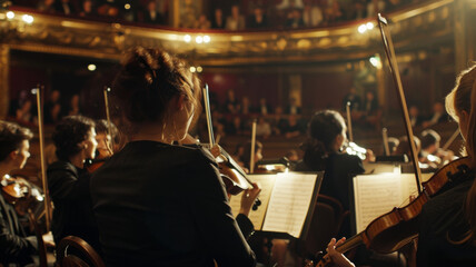 A violinist's perspective from within the orchestra pit, the intensity of performance captured...