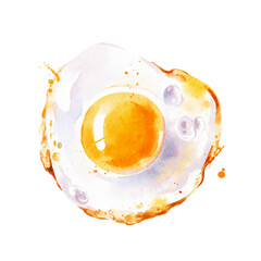 Watercolor illustration fried egg.
Vector isolated painting of fresh organic food breakfast - 747877464