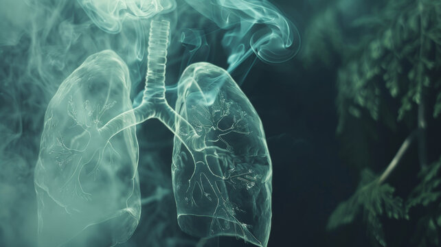 A ghostly X-ray image of lungs evokes the fragility of human life and the unseen inner workings of the body.