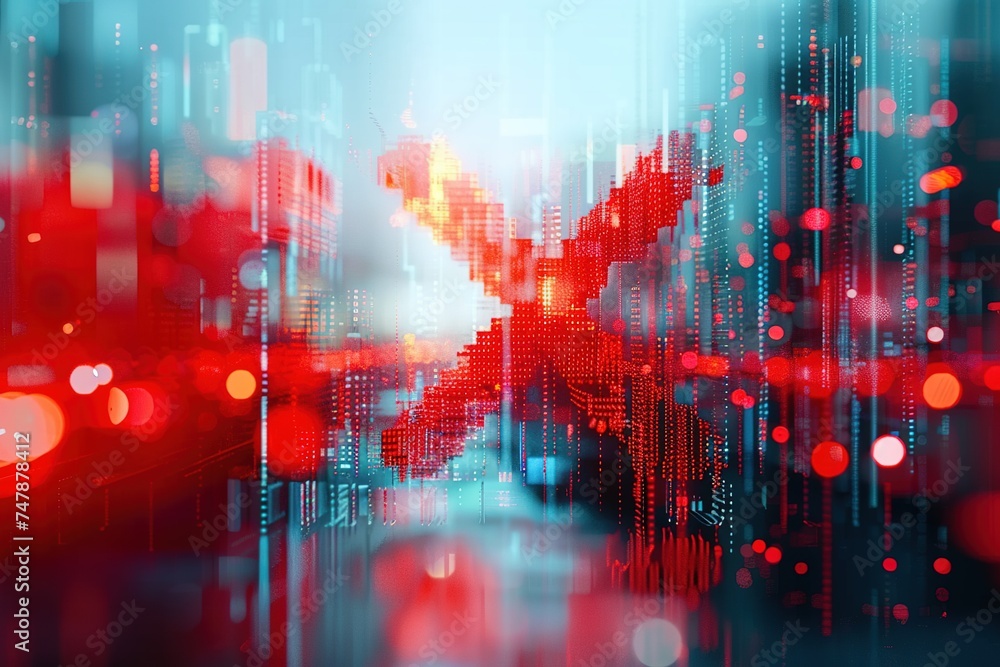 Poster red x technology blurred background abstract ray patterns in red futuristic hi-tech background