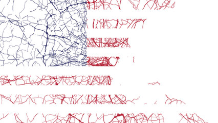 Map of the city of Boston Metro Massachusetts with an American Flag overlay.