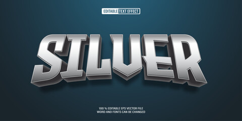 Editable 3d text style effect - Silver text effect Template	