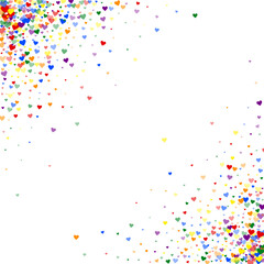 Rainbow colored scattered hearts. LGBT valentine
