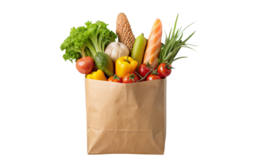 paperbag healthy foods on a transparent background