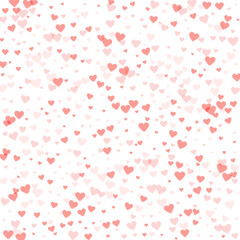 Red hearts scattered on white background.