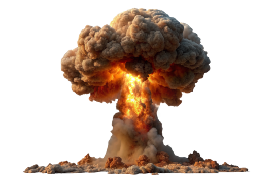 nuclear explosion on a transparent background