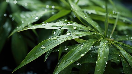 Green Plant With Water Droplets