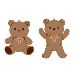 Set of toy bears isolate on a white background. Vector graphics.