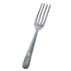Fork isolated on white. Hand drawn watercolor illustration.