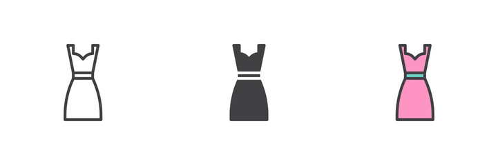 Sleeveless dress different style icon set