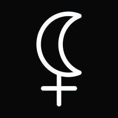 black moon lilith symbol with black background