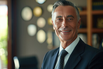 Fototapeta premium Experienced businessman leader with a friendly smile in elegant office