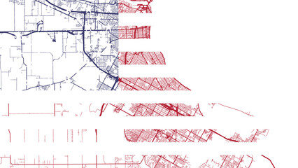 Map of the city of Corpus Christi Texas with an American Flag overlay. - obrazy, fototapety, plakaty