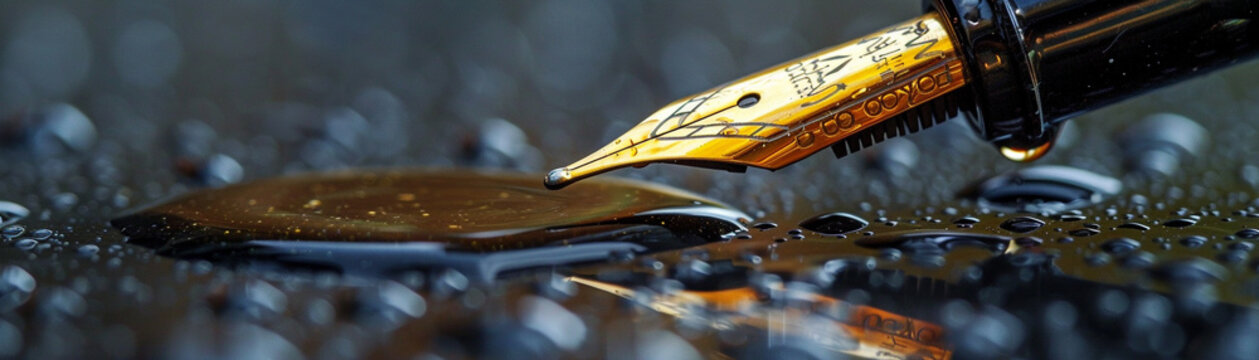 A fountain flows with ink