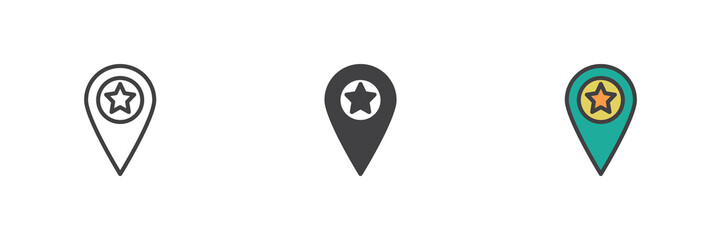 Party location pin different style icon set