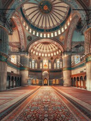 Ramadan Kareem background, Suleymaniye mosque in Istanbul, Turkey , copy space - generative ai