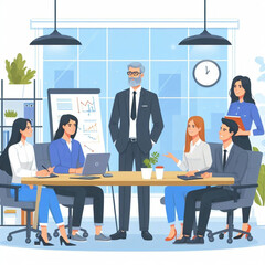 Team Meeting in office, vector illustration