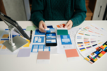 UX graphic designer planning application process development prototype wireframe for web smart...