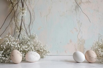Naklejka na ściany i meble A minimalist Easter photography backdrop, blending simplicity with the subtle elegance of the season