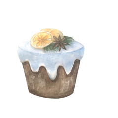 Easter cake watercolor drawing.
