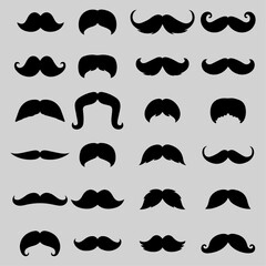 Set of hipster mustache icon. Different mustache collection. Vector illustration