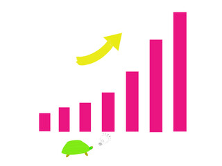 Rising graph, turtle, and light bulb of awareness
