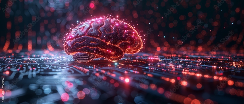 Poster Concept Humans work with artificial intelligence, humans enter command prompts to generate solutions, letting AI help humans solve problems.
