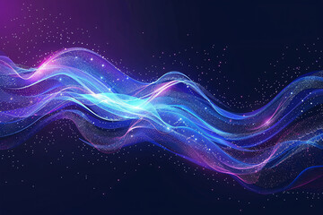 Technology data background glowing particles abstract futuristic and technology digital wave particles glowing background, 3D rendering - obrazy, fototapety, plakaty