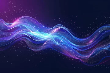 Poster Technology data background glowing particles abstract futuristic and technology digital wave particles glowing background, 3D rendering © lin