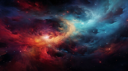 Fototapeta na wymiar Swirling nebula of vibrant colors.