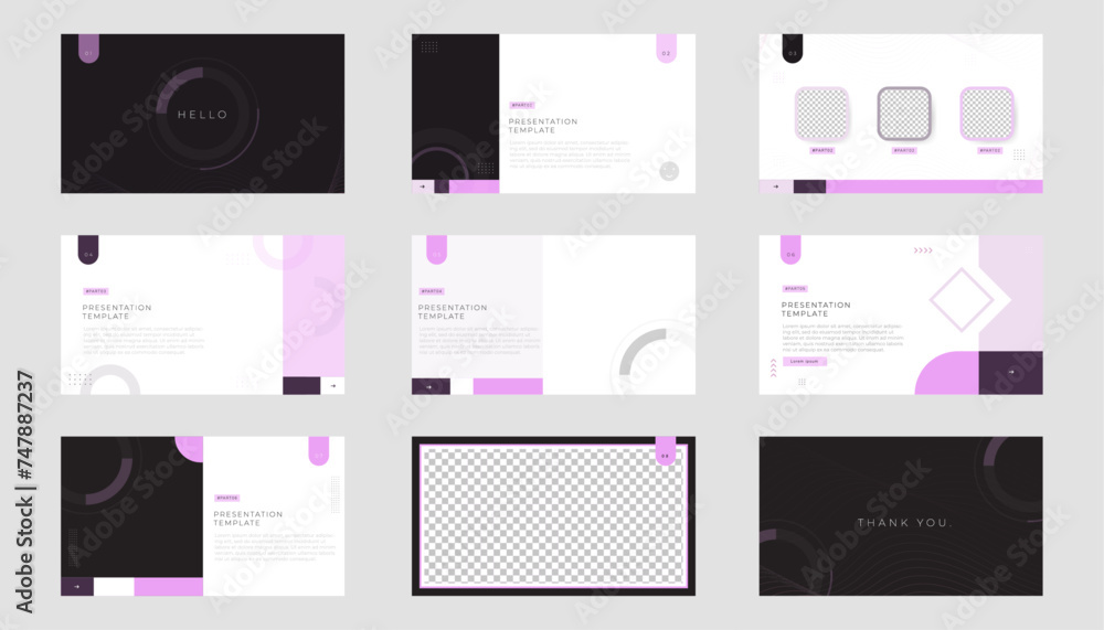 Fototapete presentation design template with modern geometric graphics. pink and black . abstract background. s