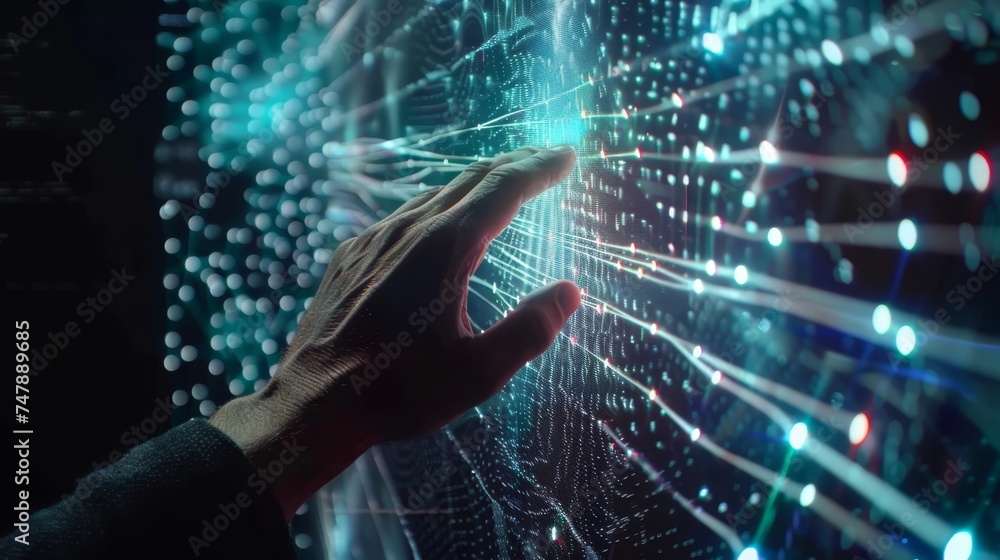 Aufkleber Global network and data exchange, Metaverse, AI. Transformation of Big Data on Digital Networks.
