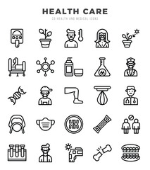 HEALTH CARE Lineal icons collection. 25 icon set in a Lineal design.