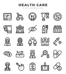 HEALTH CARE icons Pack. Lineal icons set. HEALTH CARE collection set. Simple vector icons.