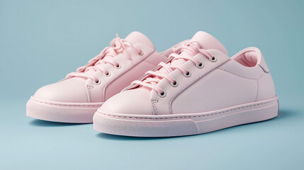 Fototapeta na wymiar pink shoes mock up isolated on blue background
