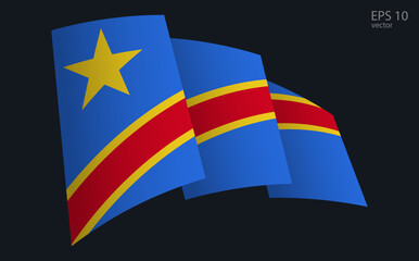 Waving Vector flag of Congo. National flag waving symbol. Banner design element.
