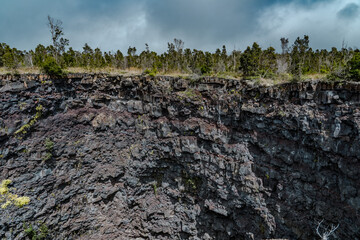 Devils Throat. Hawaiʻi Volcanoes National Park. Chain of Craters Rd. pit craters are depressions that form primarily as the earth fractures when a volcano shifts or expands. 